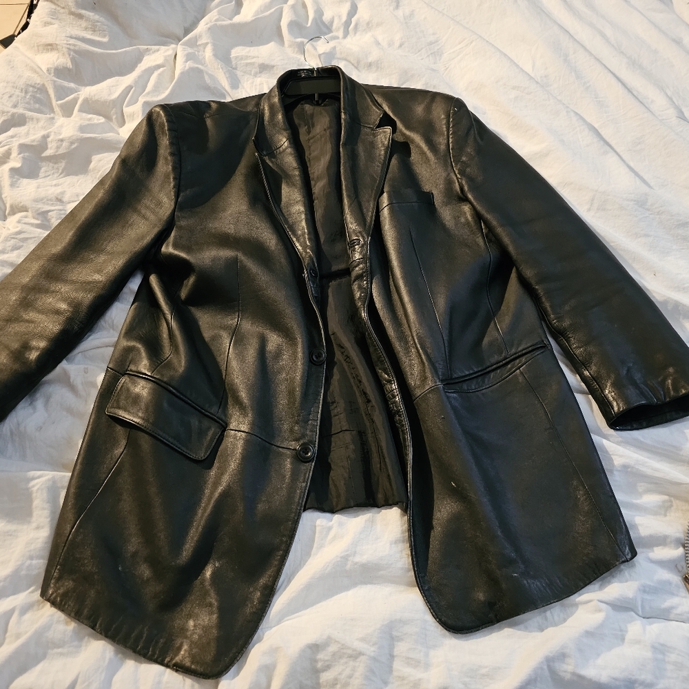 2 black leather jackets